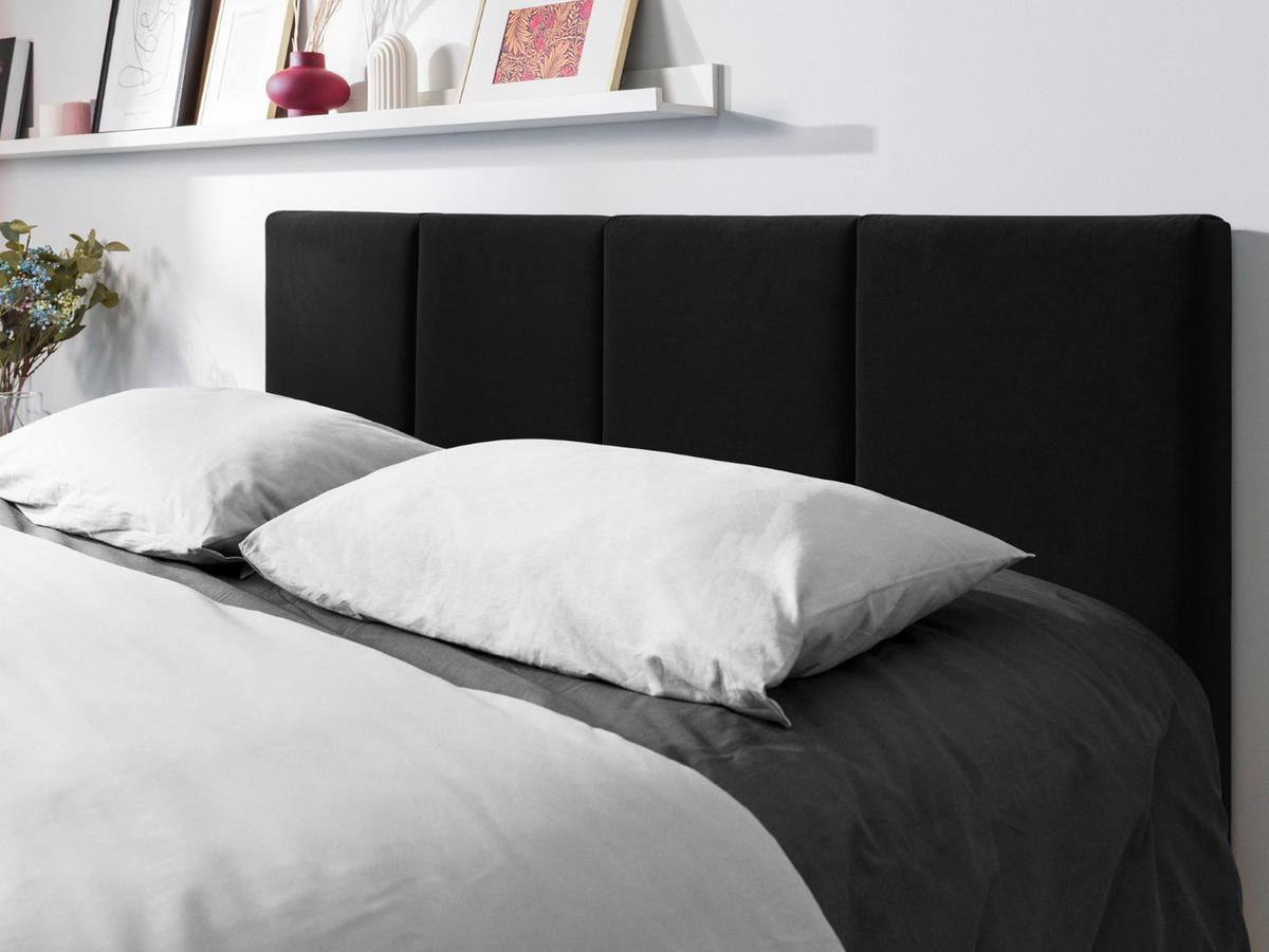 BETT mit Bettkasten und Kopfteil Pyla aus Samt schwarz 160x200cm - Schwarz, Textil (160/200cm) - Micadoni
