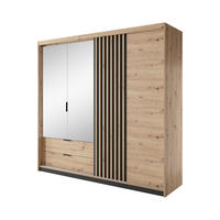 KLEIDERSCHRANK TALLY Beige, Schwarz 220x60x211 cm - Beige/Schwarz, Holzwerkstoff (220/211/60cm) - FURNLUX