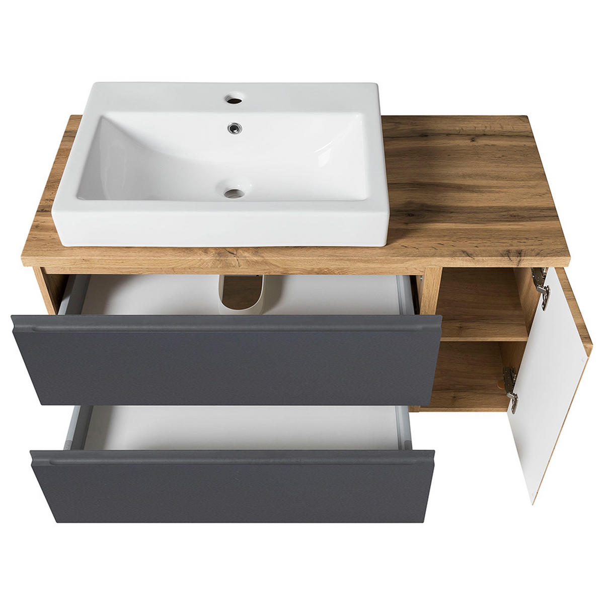 WASCHTISCH Vasto-03 - Braun/Grau, Holzwerkstoff (105/66/47cm) - Lomado