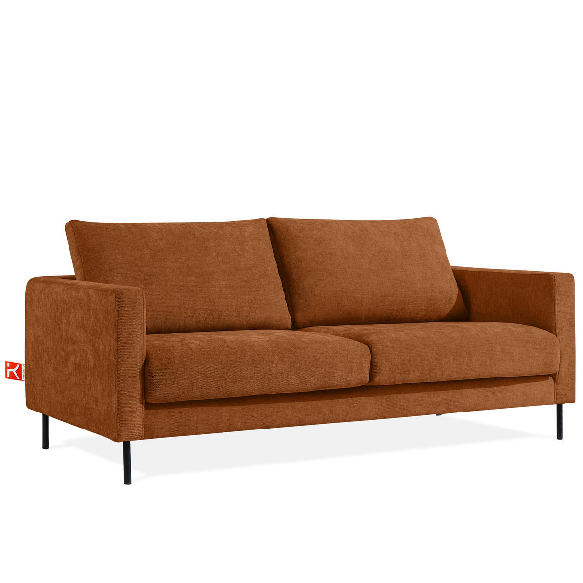 SOFA LUMO, 3-Sitzer, Rotbraun - Rotbraun/Schwarz, Holz/Holzwerkstoff (198/90/95cm) - KONSIMO®