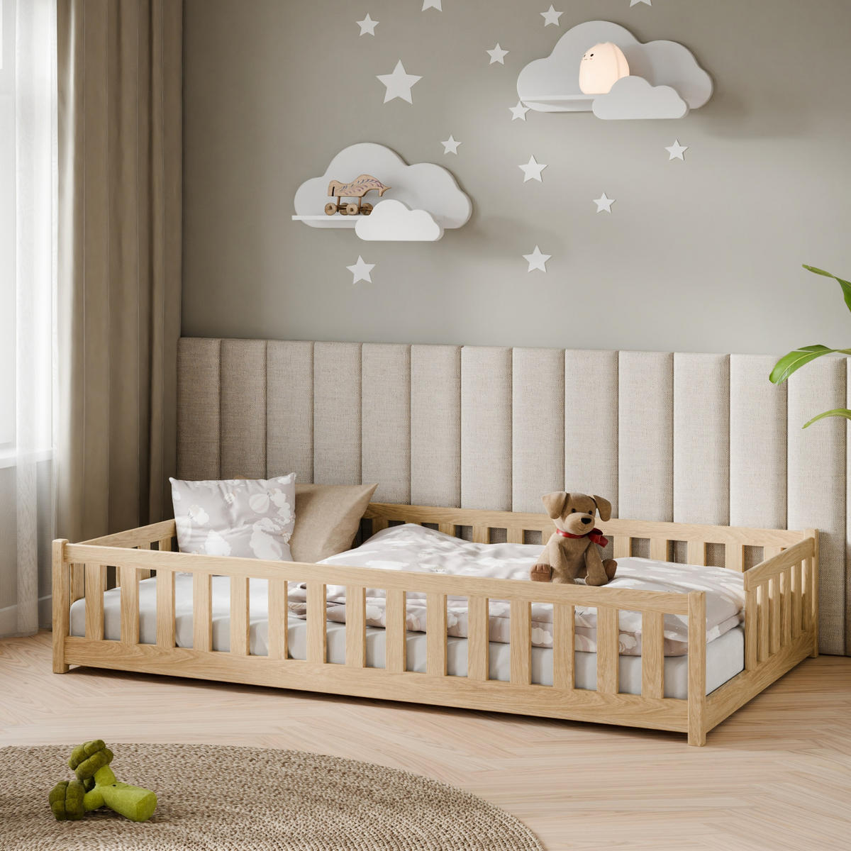 BODENBETT 120x200 cm in Natur - Naturfarben, Holz (120/200cm) - Kids Collective