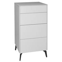 KOMMODE Elfi 52x42x104 Hochglanz Kreidegrau/Glas Kreidegrau - Hellgrau, Holzwerkstoff (52/104/42cm) - 58aufmkessel