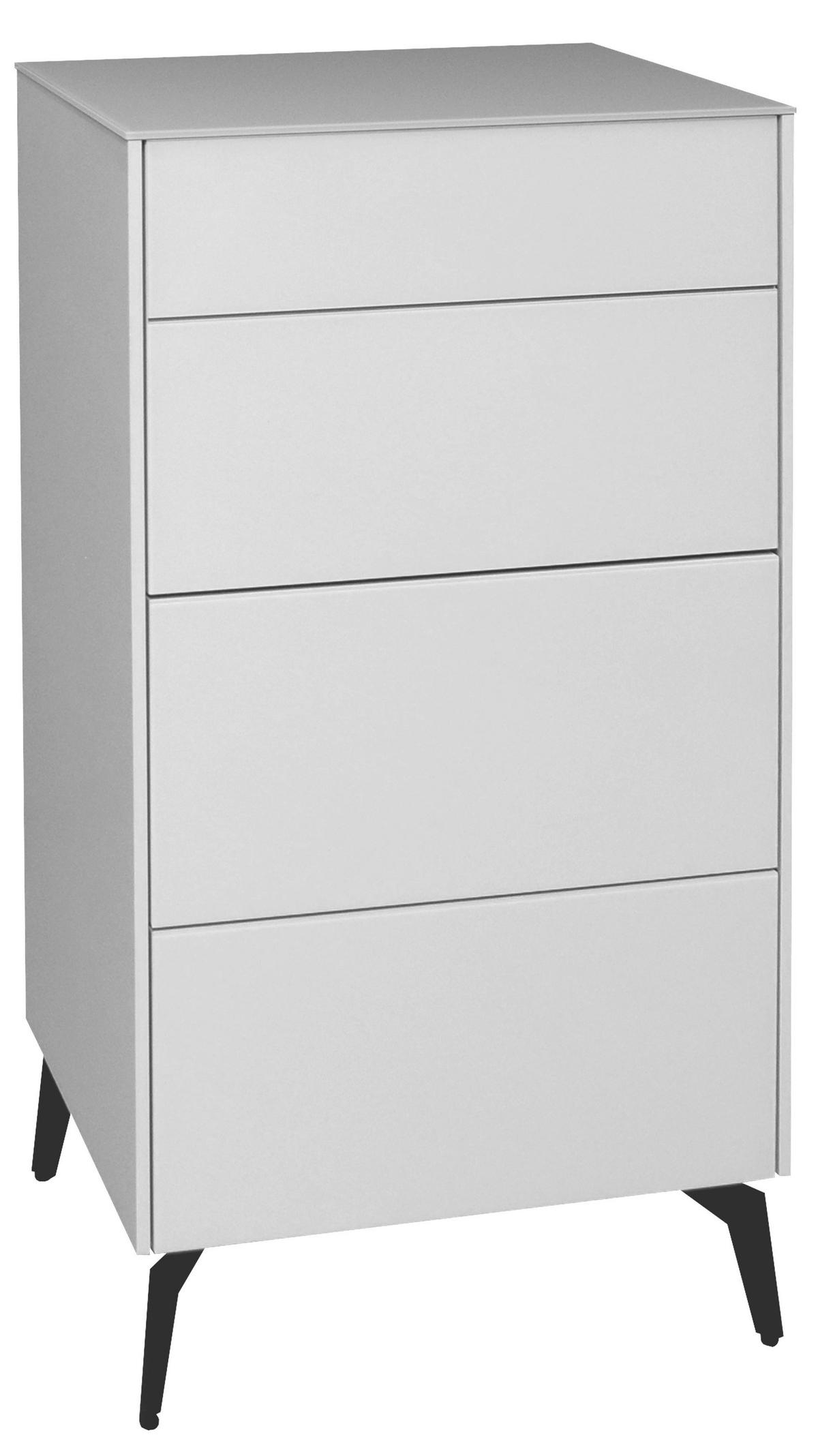 KOMMODE Elfi 52x42x104 Hochglanz Kreidegrau/Glas Kreidegrau - Hellgrau, Holzwerkstoff (52/104/42cm) - 58aufmkessel