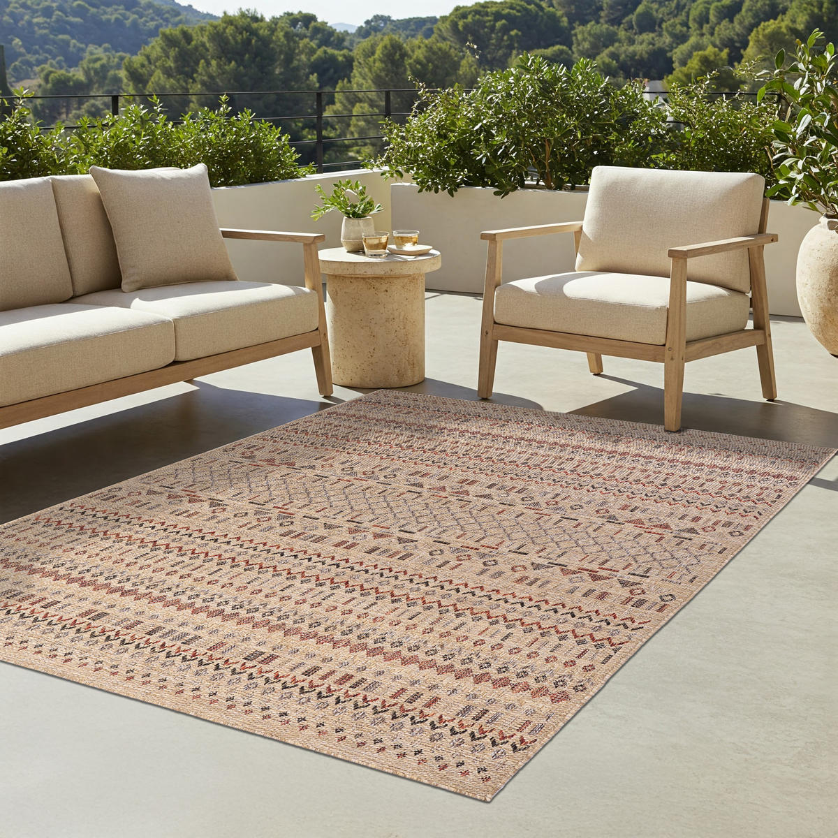 TEPPICH YUCANA Beige Outdoor Flachgewebe 120/170 cm - Beige, Textil (120/170cm) - Tapiso