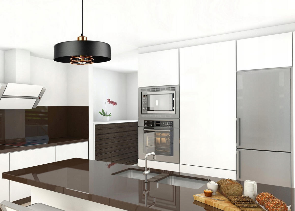 PENDELLEUCHTE EDISON - Goldfarben/Schwarz, Metall (30/30/80cm) - kiki design