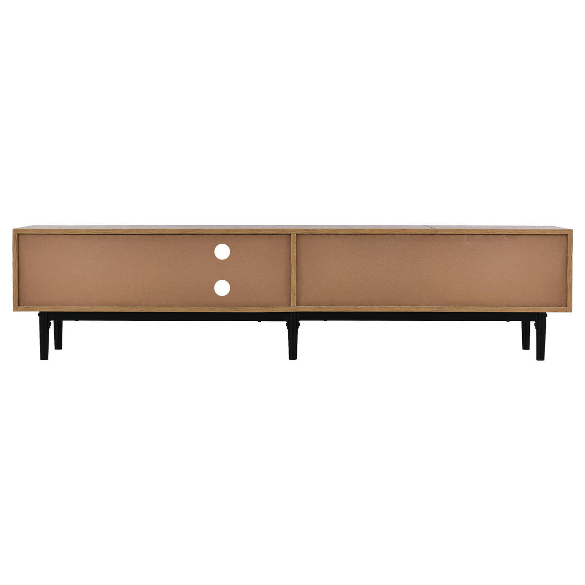 LOWBOARD in Eichefarben mit Holzmaserung und LED-Licht für Wohnzimmer, B175/T31/H41 cm - Eichefarben/Schwarz, Holzwerkstoff/Metall (175/41/31cm) - STILVORA