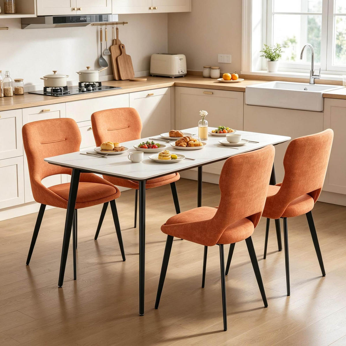 ESSSTUHL 4er-Set Chenille Orange - Orange, Metall (40/86/43cm) - Meubliv