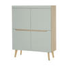 HIGHBOARD Pistazie grün, Eiche, skandinavisch 107 x 134 cm, Kommode mit Soft-Close - Eichefarben/Pastellgrün, Eichenholz/Holz (107/134/40cm) - Furn.Design