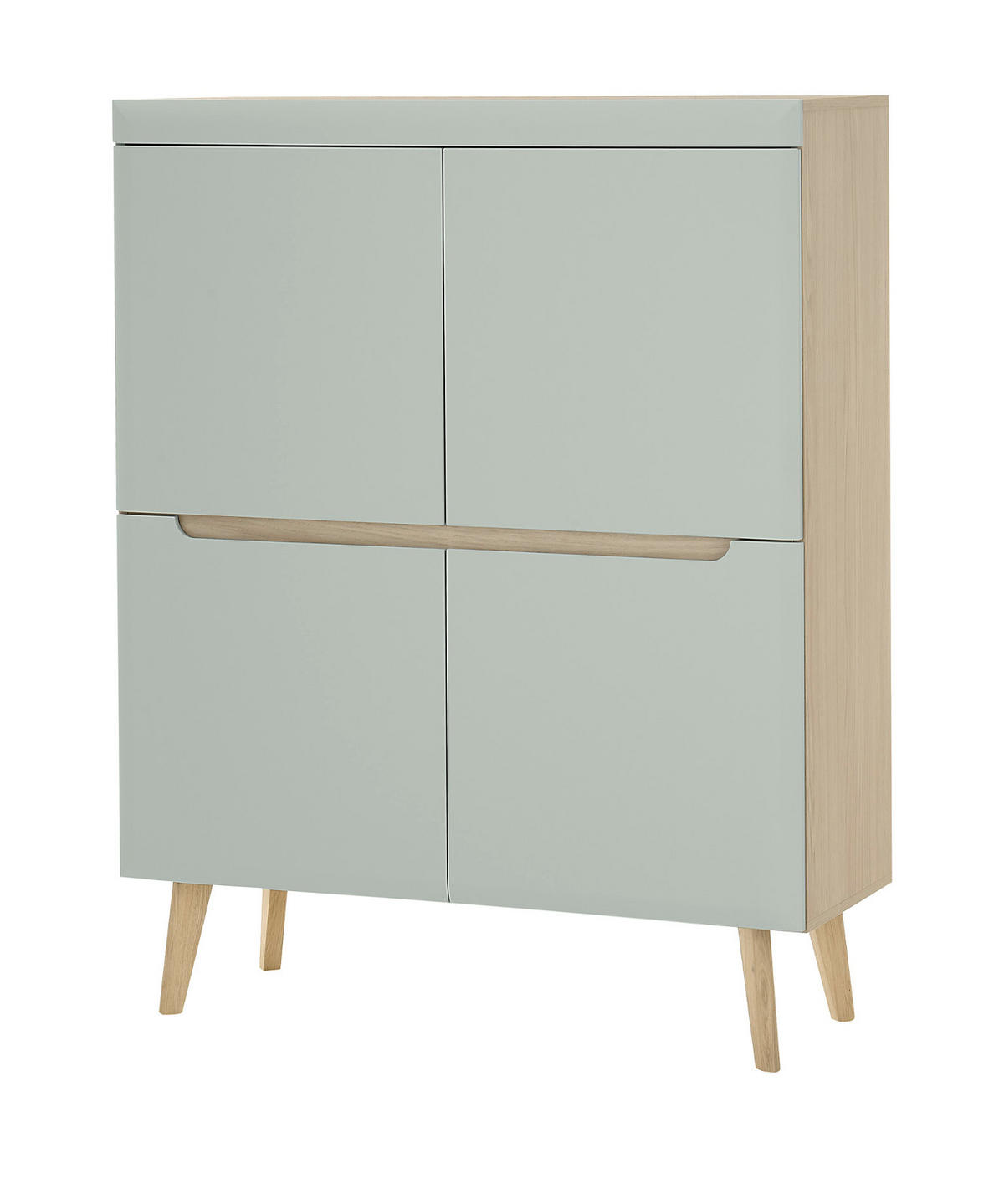 HIGHBOARD Pistazie grün, Eiche, skandinavisch 107 x 134 cm, Kommode mit Soft-Close - Eichefarben/Pastellgrün, Eichenholz/Holz (107/134/40cm) - Furn.Design