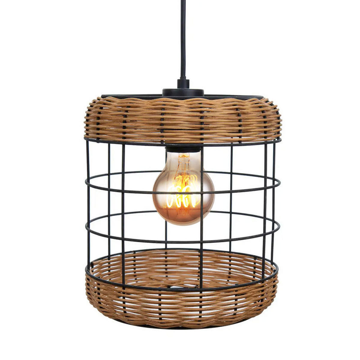 HÄNGELEUCHTE Metall Braun geflochten 4 Flammig - Braun, Holz (120/24/150cm) - Nowa