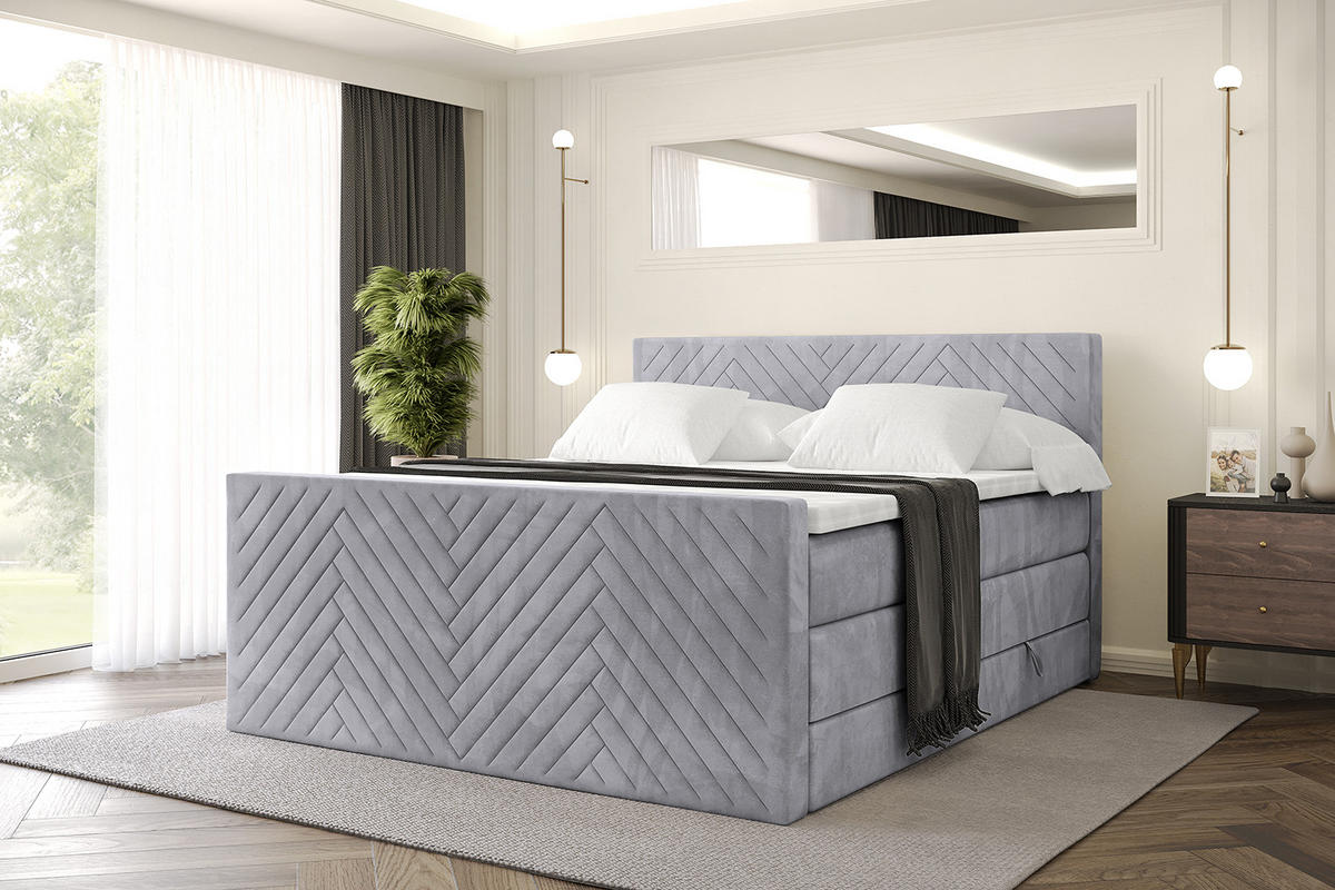 BOXSPRINGBETT mit Matratze und Lattenrost - VEXA-Z KING-180x200 - Grau Monolith - Grau, Holzwerkstoff (180/200cm) - ALTDECOR