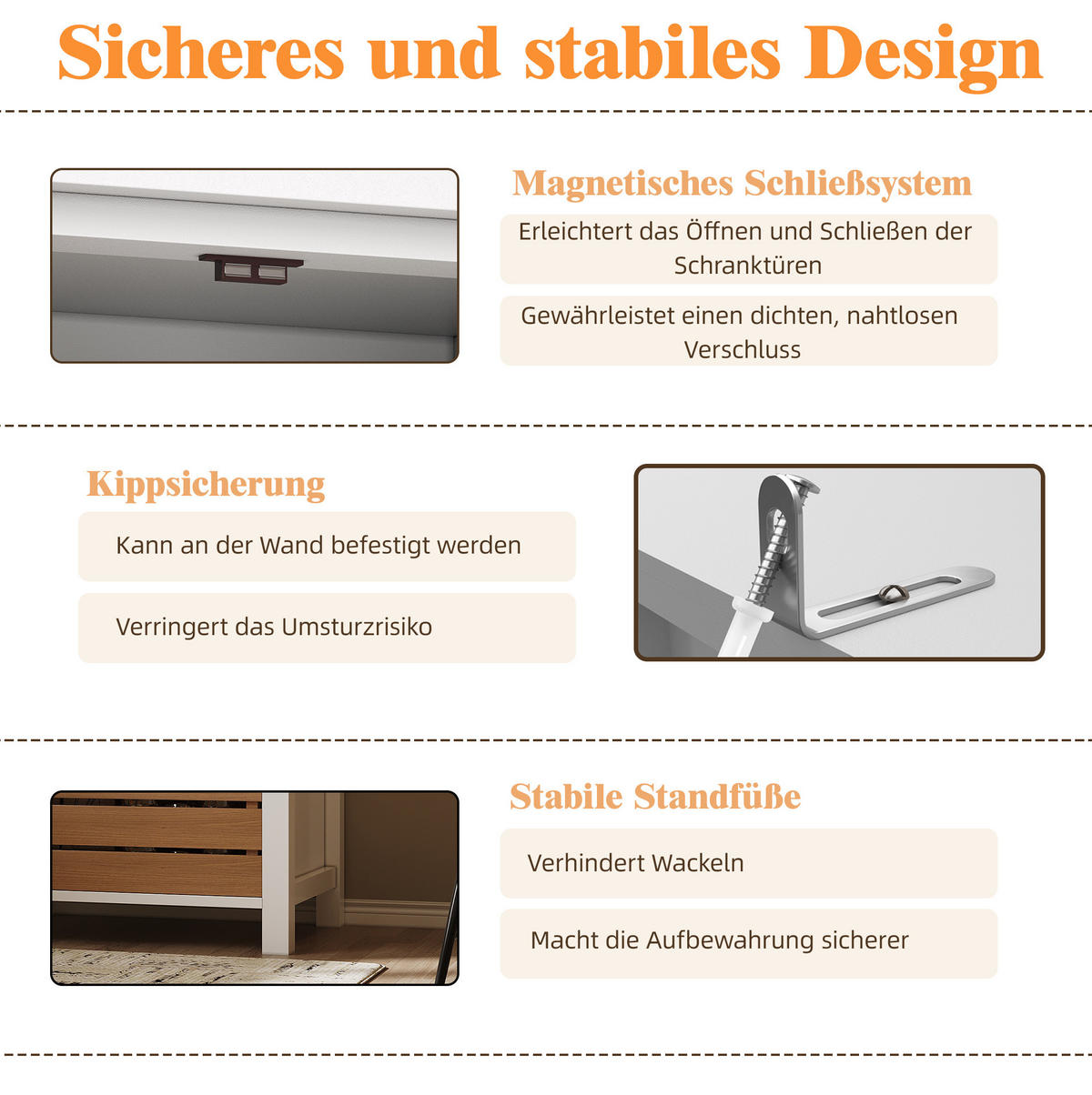 BUFFET 80/40/140 cm aus MDF mit 5 Schubladen Weiß - Weiß, Holzwerkstoff (80/140/40cm) - Modenvie