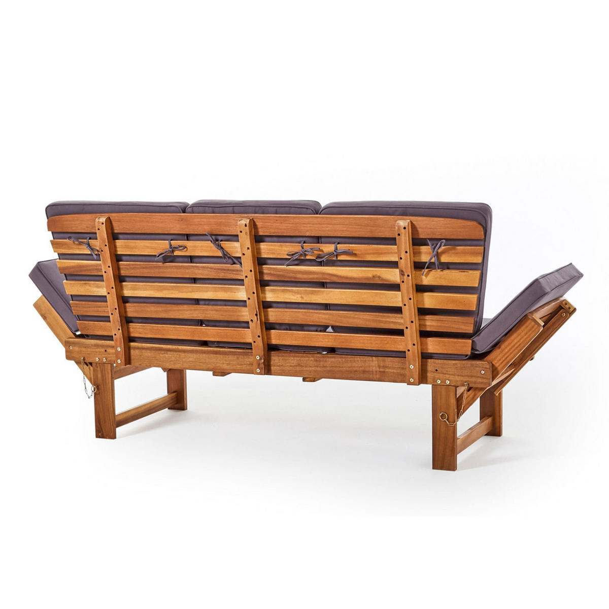 GARTENBANK Akazie 200 Multifunktionell, mit Polstern, integrierter Tisch naturfarben - Naturfarben, Holz (202/87/67cm) - DESIGN DELIGHTS