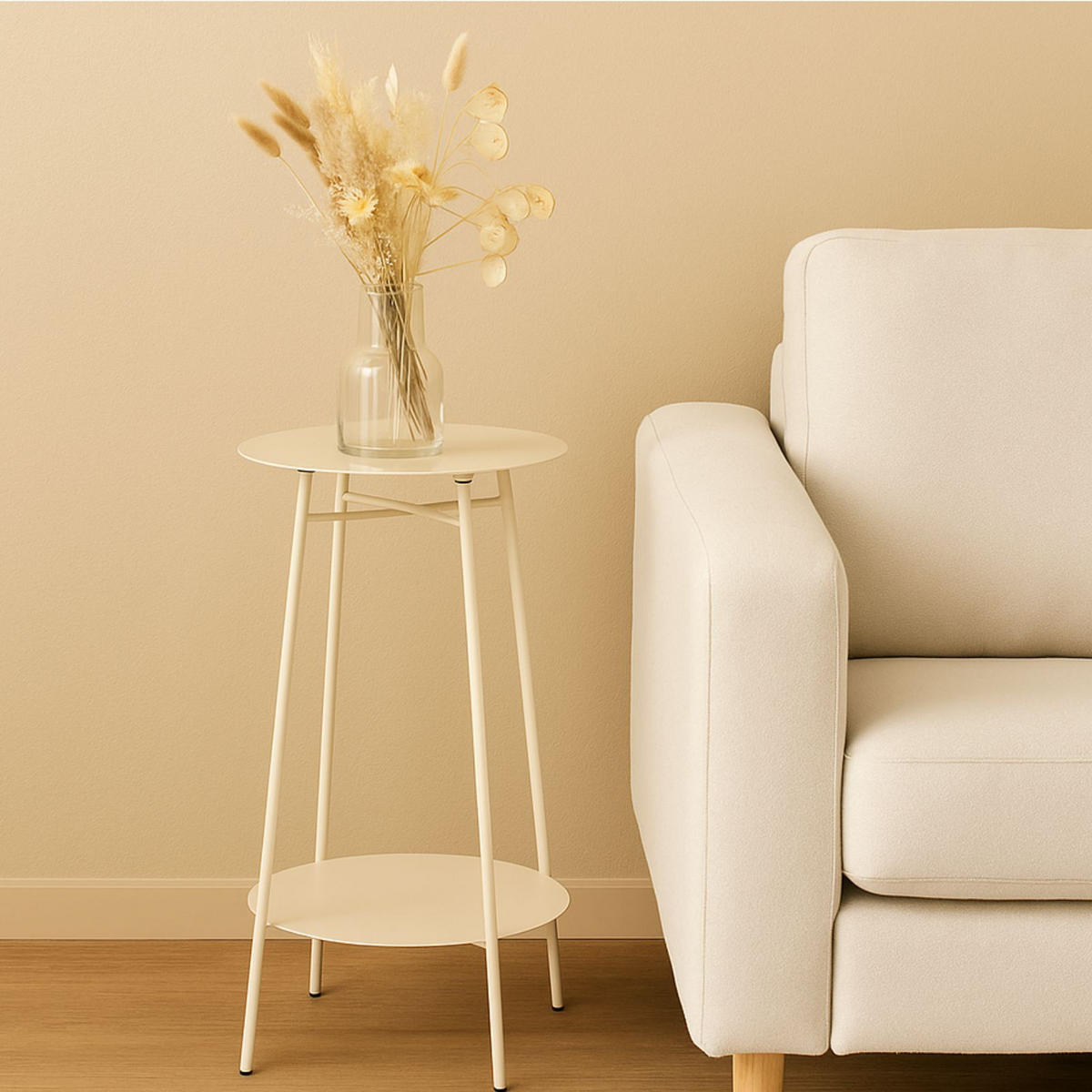 BEISTELLTISCH Reni Beige 35/35/60 cm - Beige, Metall (35/35/60cm) - Home Styling Collection