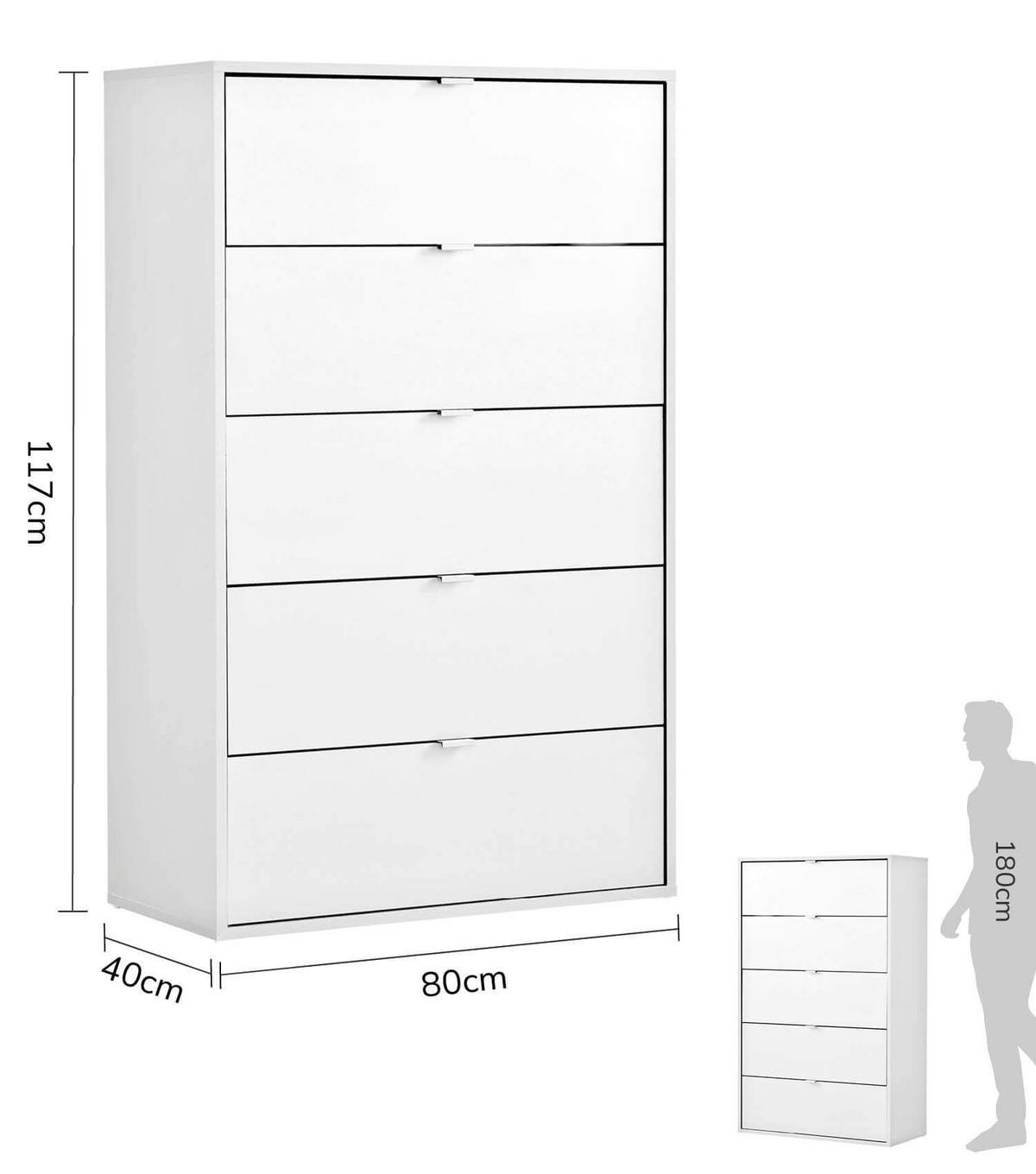 KOMMODE Die Stilvolle - Weiß, Holzwerkstoff (80/117/40cm) - Mokebo