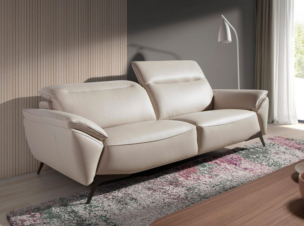 SOFA 3-Sitzer-Sofa aus Leder in Taupe 223/107/102 cm - Dunkelgrau/Schwarz, Leder (223/102/107cm) - ANGEL CERDA