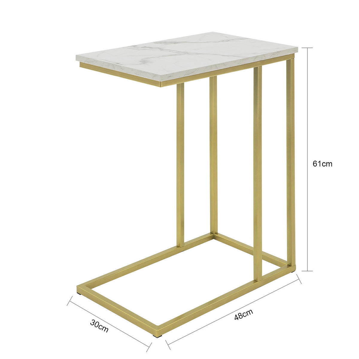 BEISTELLTISCH Golden - Goldfarben, Holzwerkstoff (30/48/61cm) - SoBuy
