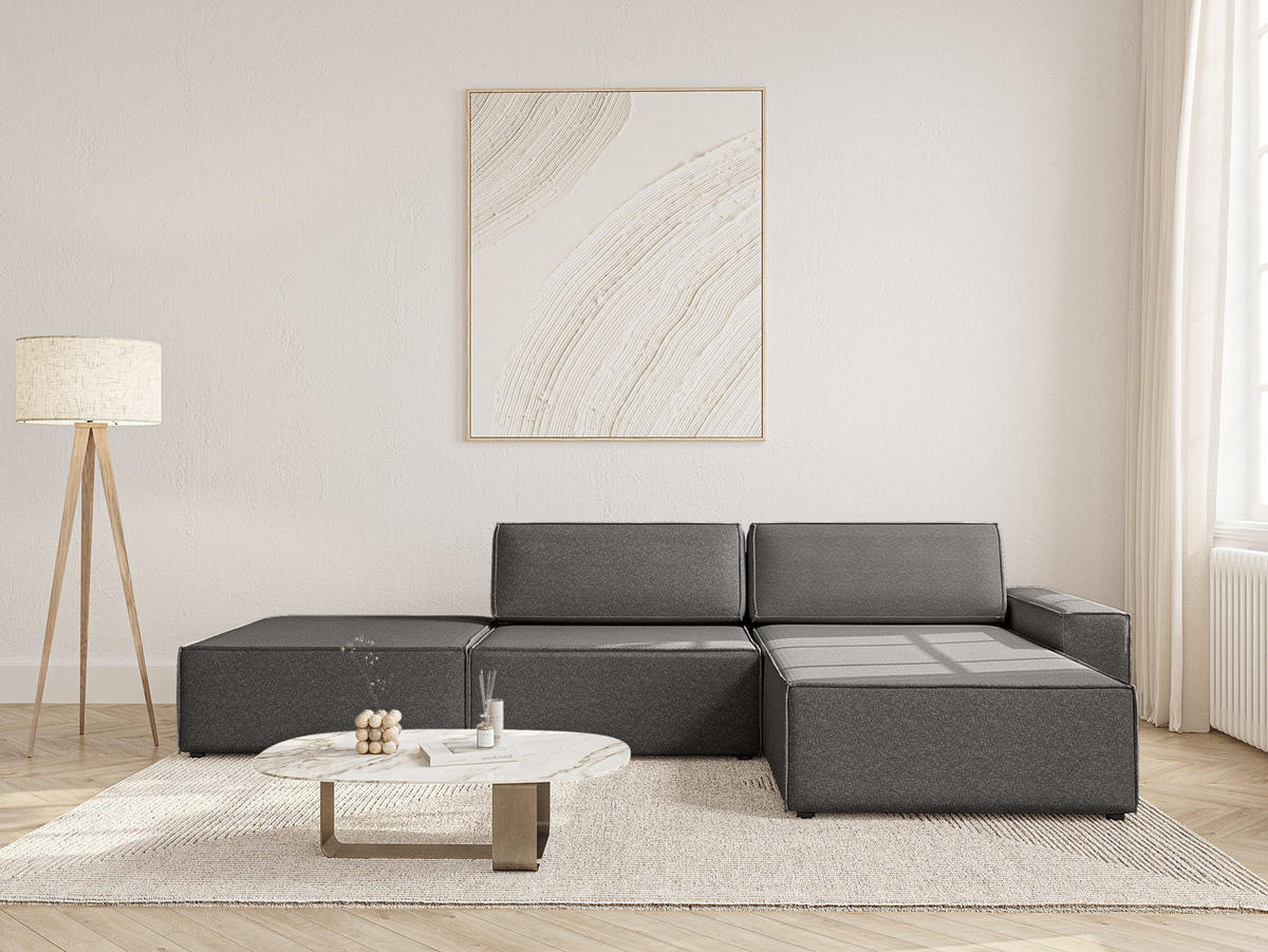 ECKSOFA Lummo Re mit Schlaffunktion, Graphit - Graphitfarben, Textil (323/185cm) - Fedve