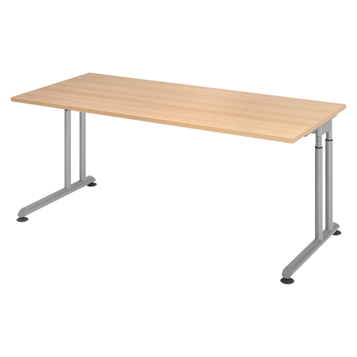 SCHREIBTISCH Serie-Z 80/180/74 cm in Eichefarben/Silberfarben - Eichefarben/Silberfarben, Holzwerkstoff (80/180/74cm) - bümö