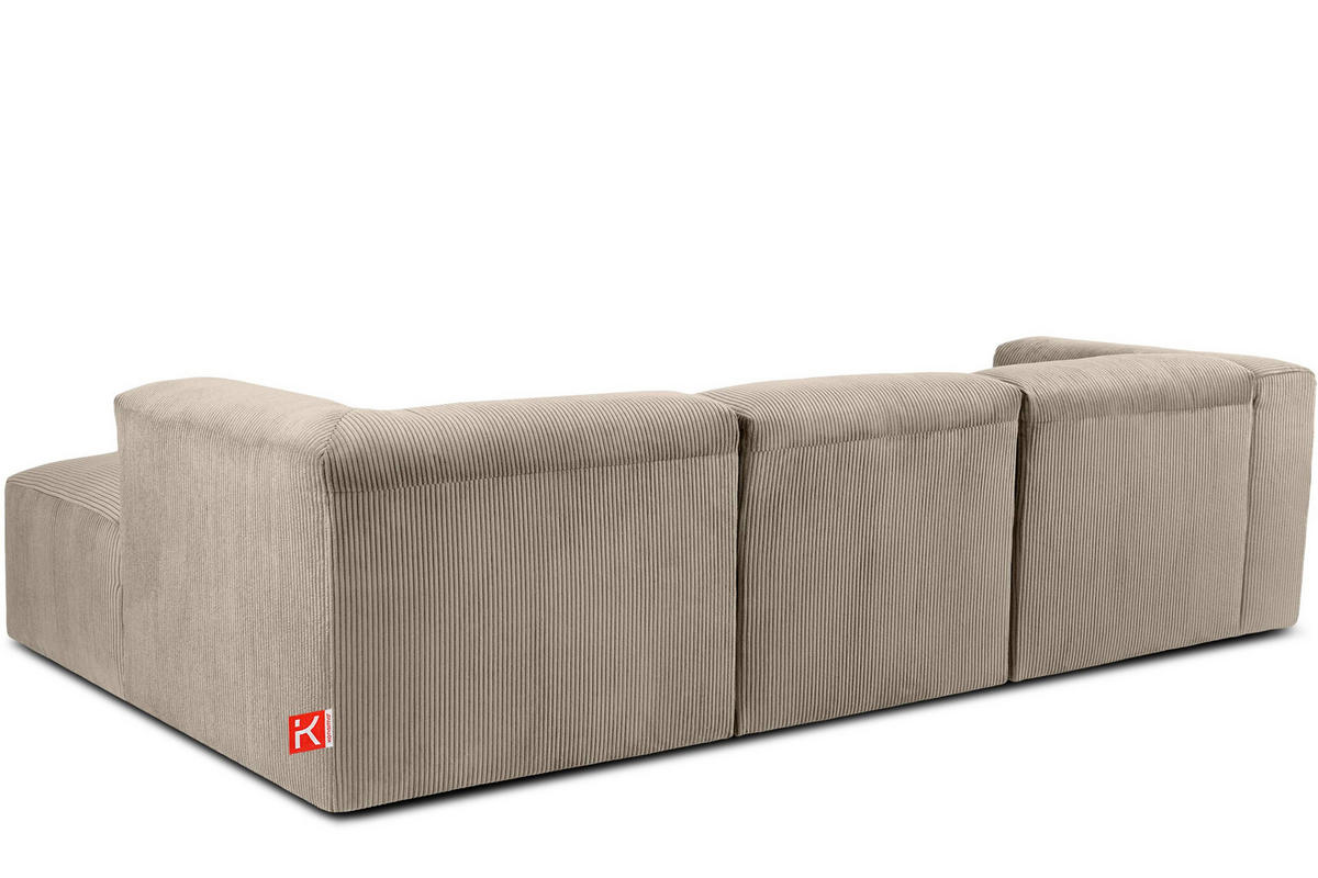 ECKMODULSOFA-RECHTS BUFFO mit extrem weicher und bequemer Sitzfläche, Kordstoff, beige - Beige, Textil (297/180cm) - KONSIMO®
