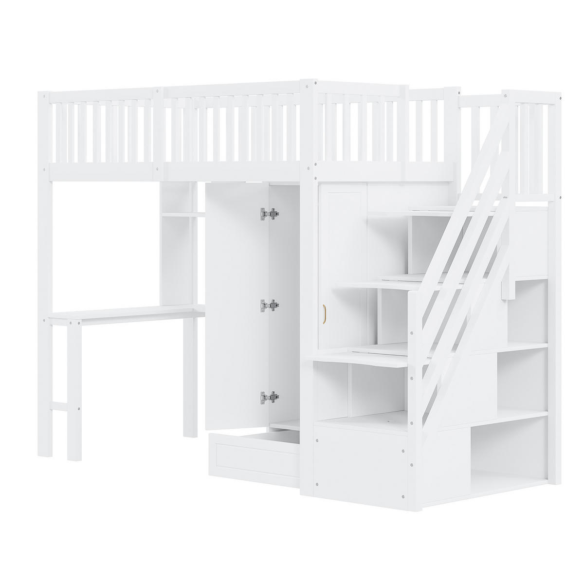 HOCHBETT 90x200 cm Schrank Tisch weiß - Weiß, Holz (90/200cm) - LEBENLANG