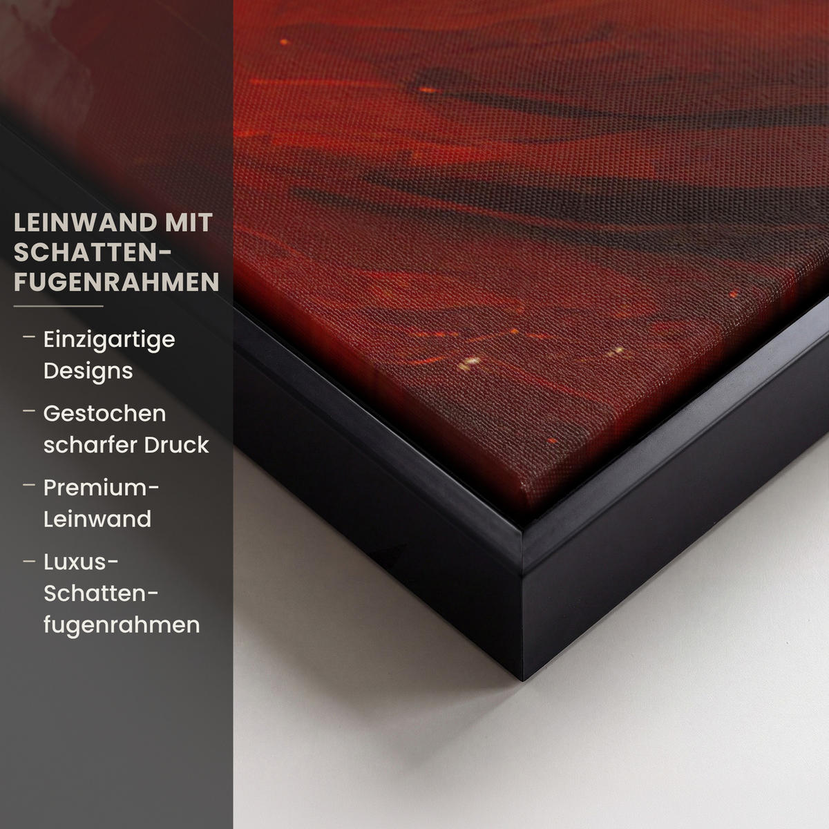LEINWAND Bilder mit Rahmen - Weihnachten - Weihnachtsmann - Winter - Open Fireside - 90x90 - Dunkelrot, Textil (90/90cm) - MuchoWow