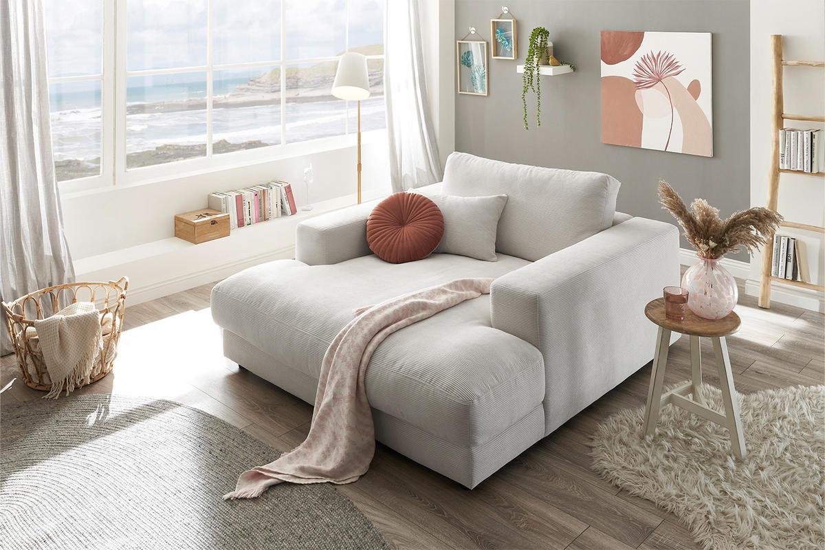 LONGSEAT MADELINE Weiß Cord - Schwarz/Weiß, Kunststoff/Textil (150/86/170cm) - KAWOLA