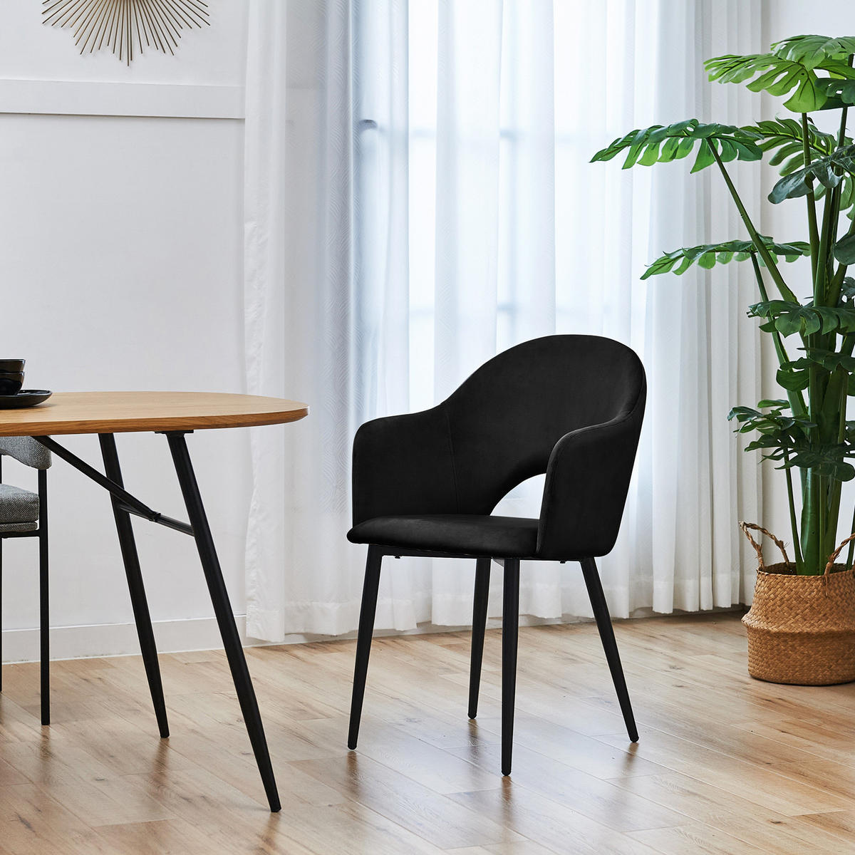 ESSZIMMERSTÜHLE HAILEY (2er Set) - Schwarz, Textil/Metall (54/83/53cm) - SVITA