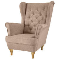 CHESTERFIELD-SESSEL Falco hellbraun mit Buche Holzbeinen - Hellbraun, Holz/Textil (82/102/92cm) - Beautysofa