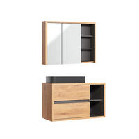BADMÖBEL 100cm Rigel 2er-Set Holz und Anthrazit - Braun, Holzwerkstoff (100/60/45.5cm) - Petits-meubles