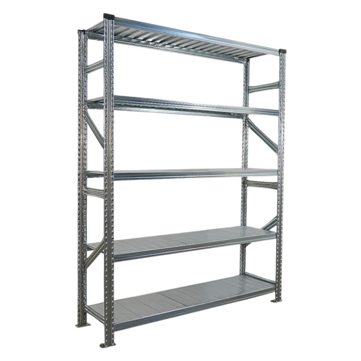 FACHBODENREGAL Proximo Stecksystem 200x150x40cm 5 Ebenen Fachlast 130 kg Beidseitig nutzbar Verzinkt - Silberfarben, Metall (150/200/40cm) - PROREGAL