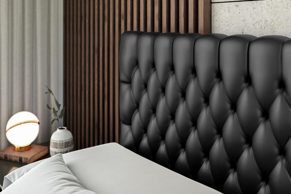 BOXBETT SERENE-Z - 140 x 200 - H3 - Schwarz Hochglanz - Schwarz Hochglanz, Holzwerkstoff (140/200cm) - ALTDECOR