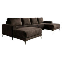 ECKSOFA VALTOR 320 cm x 185 cm – Stoff: VELUTTO Espresso 6 Farbe: Dunkelbraun - Dunkelbraun, Textil (320/185cm) - A&J MöbelLand