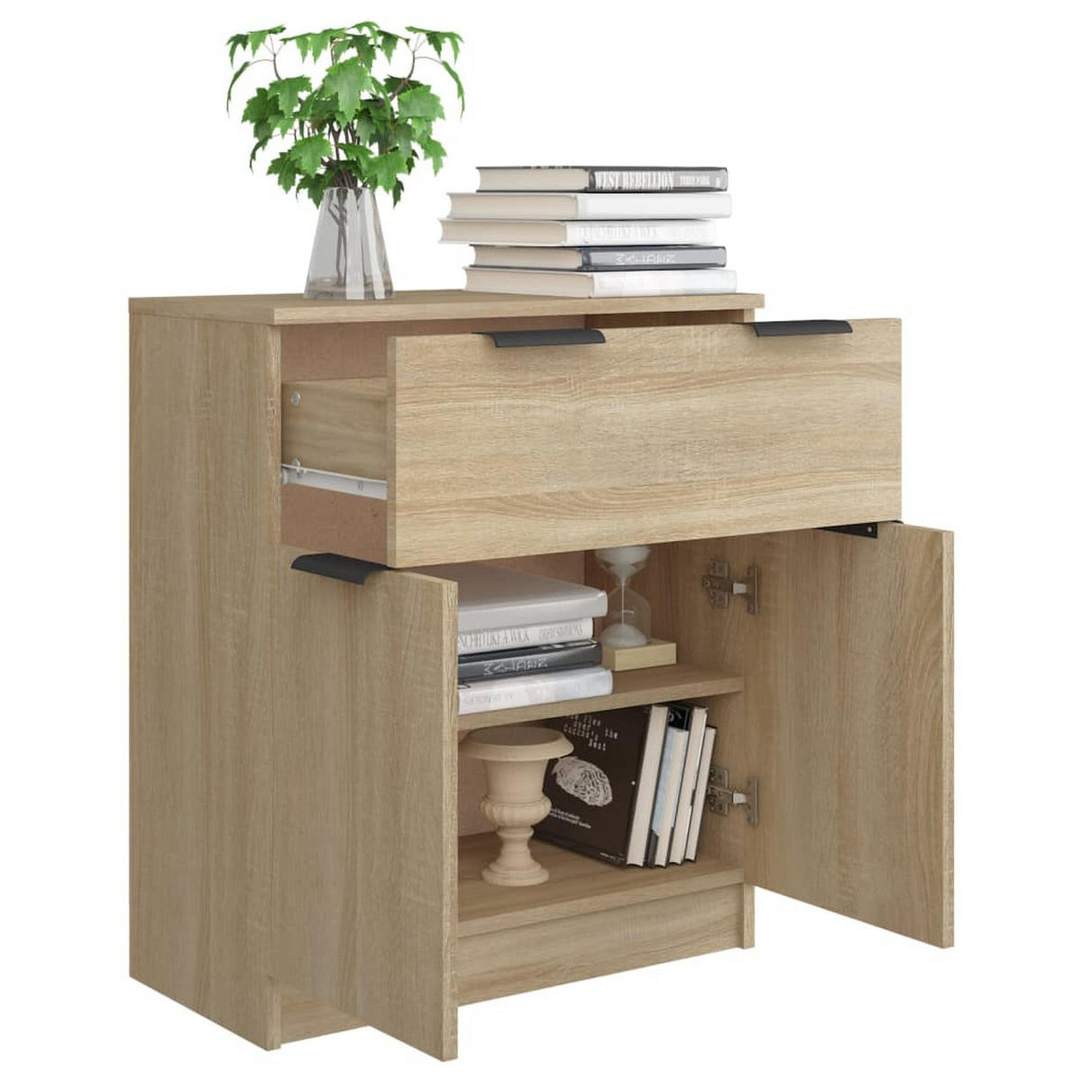 SIDEBOARD mit 1 Schublade, 2 Türen 60/30/70 cm aus Holzwerkstoff Sonoma-Eiche Dekor - Sonoma Eiche, Holz (60/70/30cm) - vidaXL