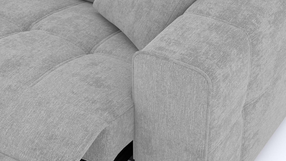 SOFA QUARTZ 3-Sitzer mit 1 Relaxfunktion, hellgrau - Silberfarben/Hellgrau, Holzwerkstoff/Textil (204/80/102cm) - Courtois Laville