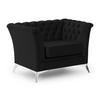 CHESTERFIELD-SESSEL Whitby Schwarz Samt mit silbernen Füßen - Silberfarben/Schwarz, Holz/Textil (116/78/82cm) - S-Style Möbel