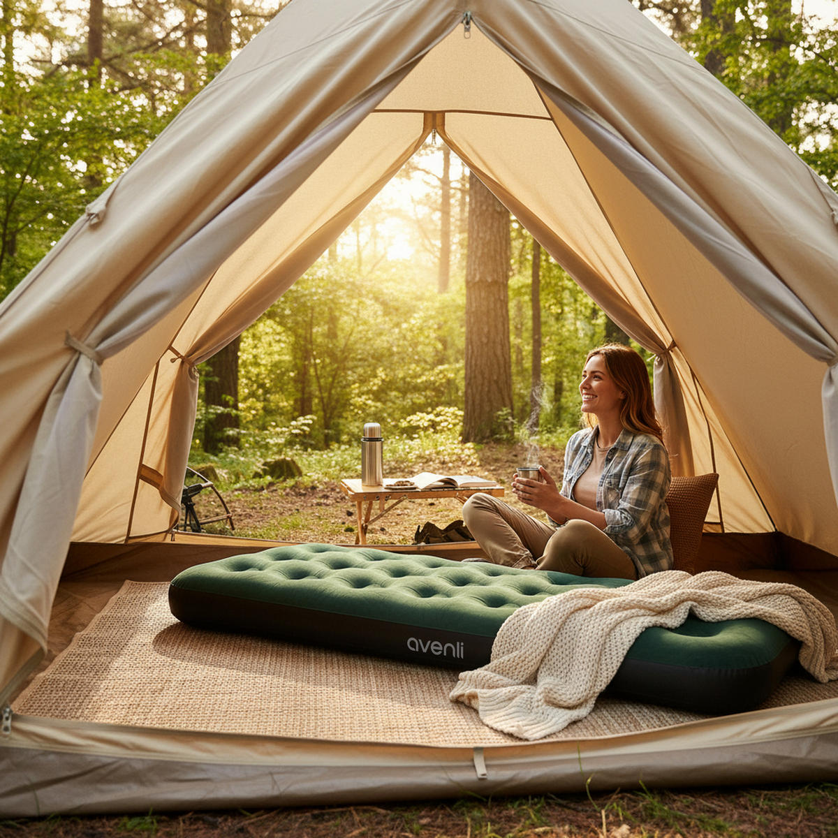 LUFTBETT Luftmatratze Camping CloudCoil grün 191x73x22cm - Grün, Kunststoff (73/191cm) - Avenli