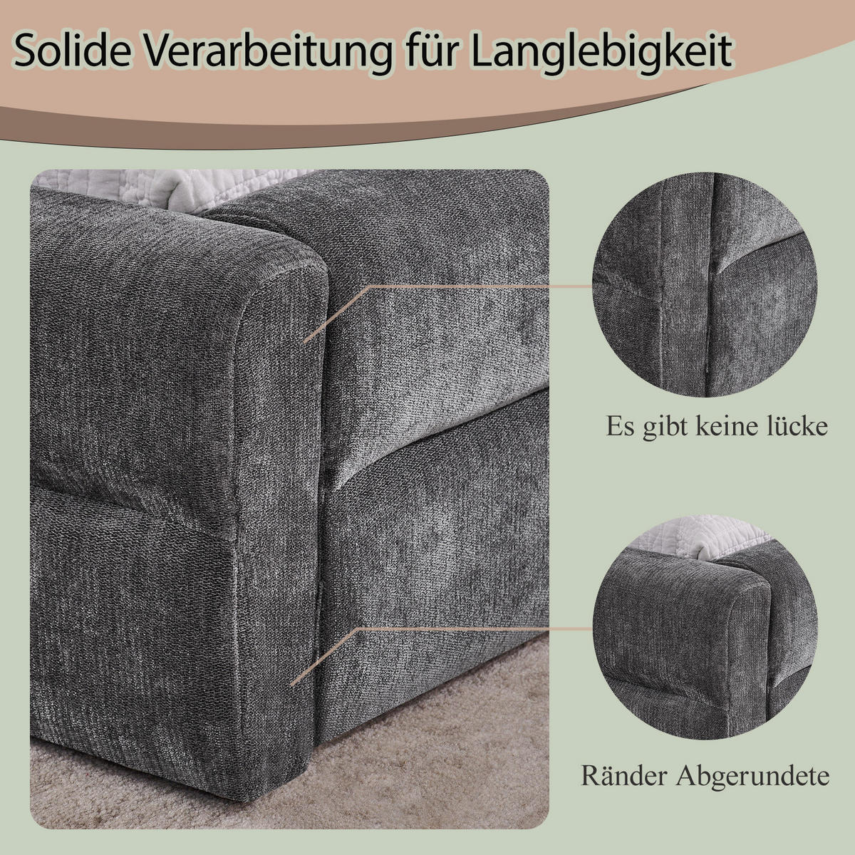 POLSTERBETT 140x200 cm Chenille grau - Dunkelgrau, Kunststoff (140/200cm) - LEBENLANG