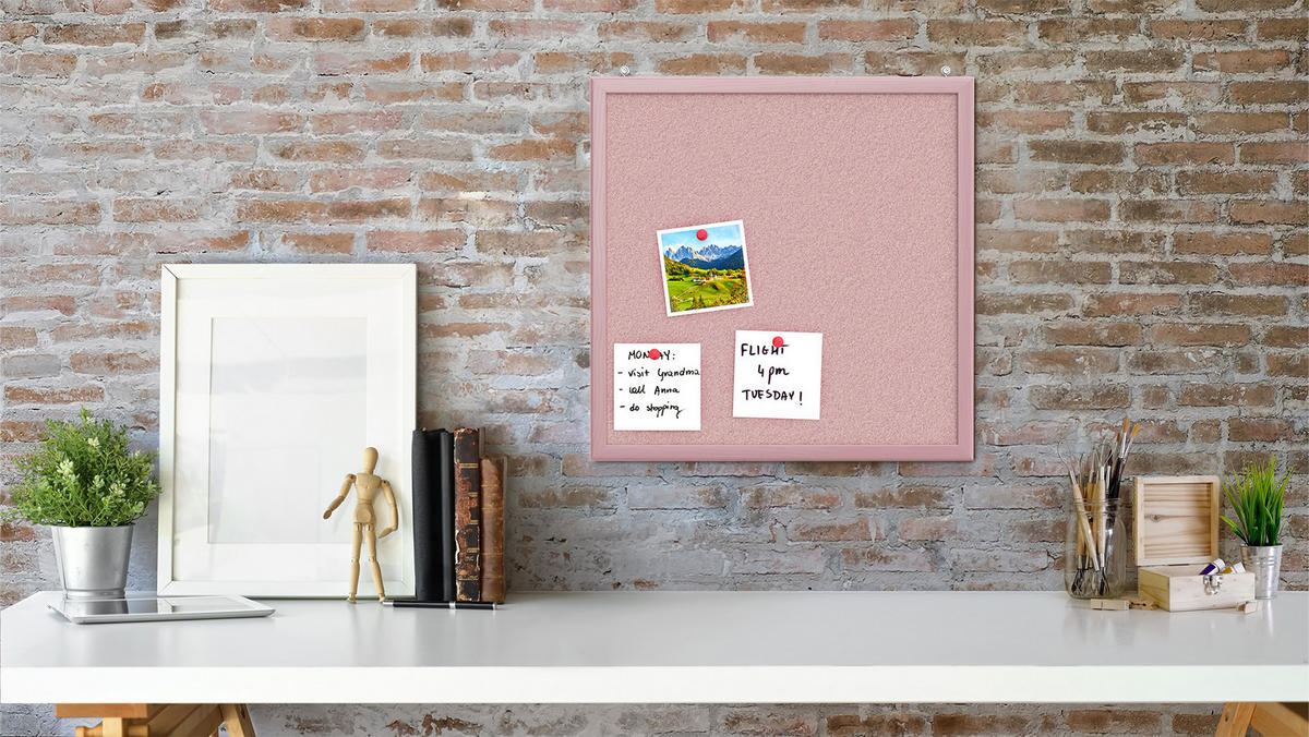 PINNWAND, Korktafel in Pink, 40x40 cm, Holzrahmen - Pink lackiert - Pink, Holz (40/40/1.5cm) - ALLboards