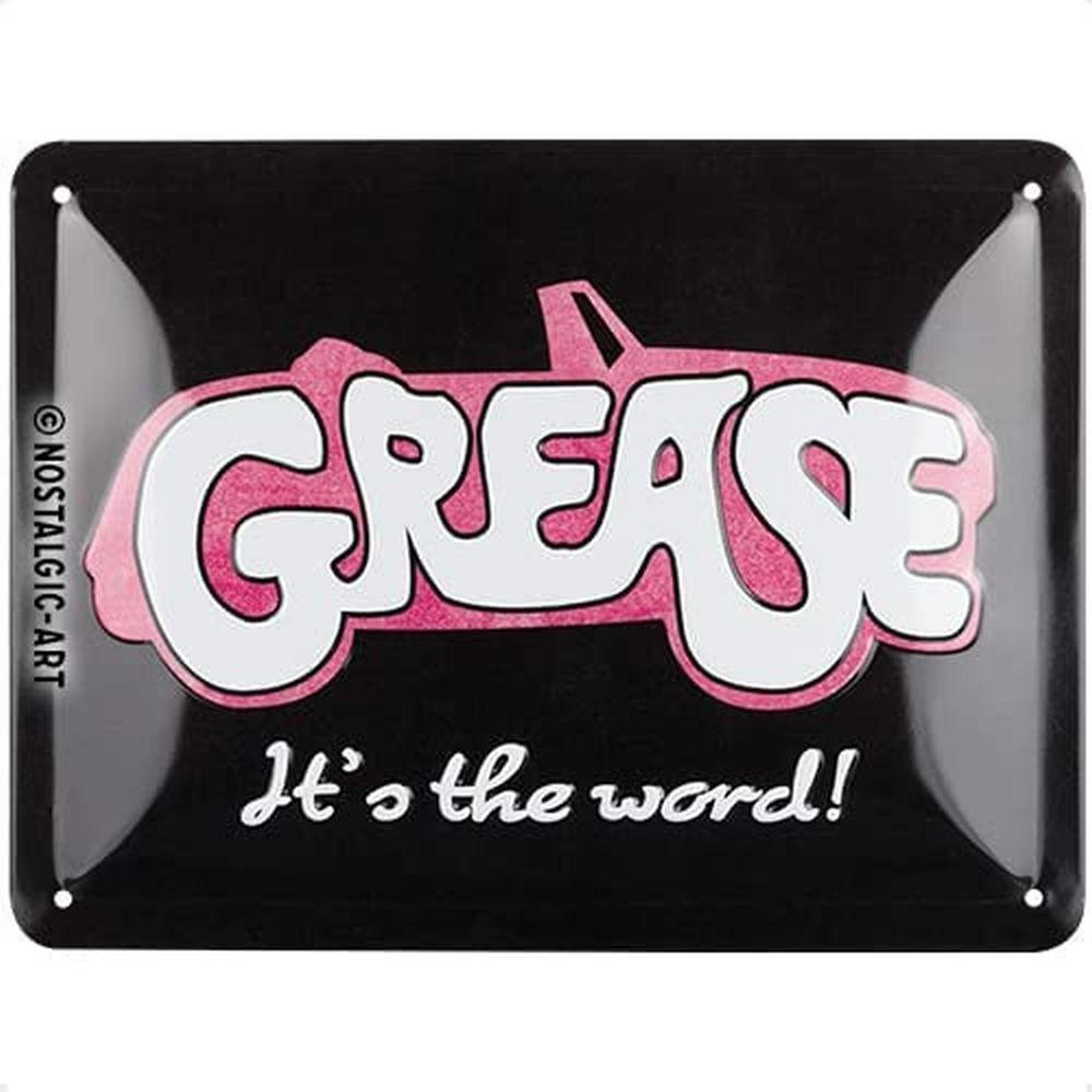 BLECHSCHILD 15/20 cm Grease It's the word! - Multicolor, Metall (20/15/0.5cm) - Nostalgic-Art