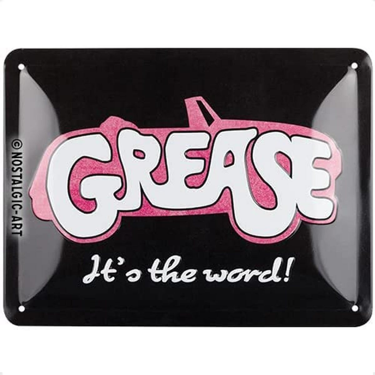 BLECHSCHILD 15/20 cm Grease It's the word! - Multicolor, Metall (20/15/0.5cm) - Nostalgic-Art