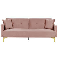 3-SITZER-SCHLAFSOFA Samtstoff Rosa Lucan - Pink, Textil (190/75/90cm) - Beliani