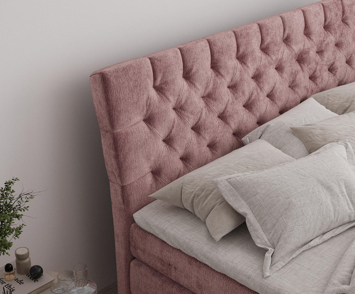 BOXSPRINGBETT Seraphine Rosa 160/200 cm - Schwarz/Rosa, Holz/Holzwerkstoff (160/200cm) - Maison de Reve
