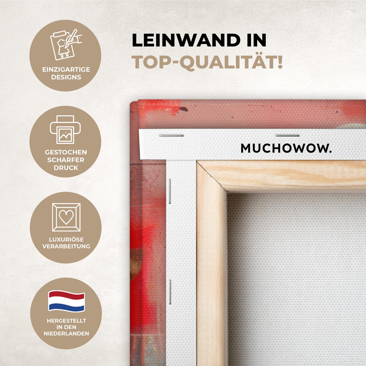 LEINWANDBILD Straßenkunst - Liebe - Graffiti - Kunst - Banksy 90x90 cm - Orange, Textil (90/90cm) - MuchoWow