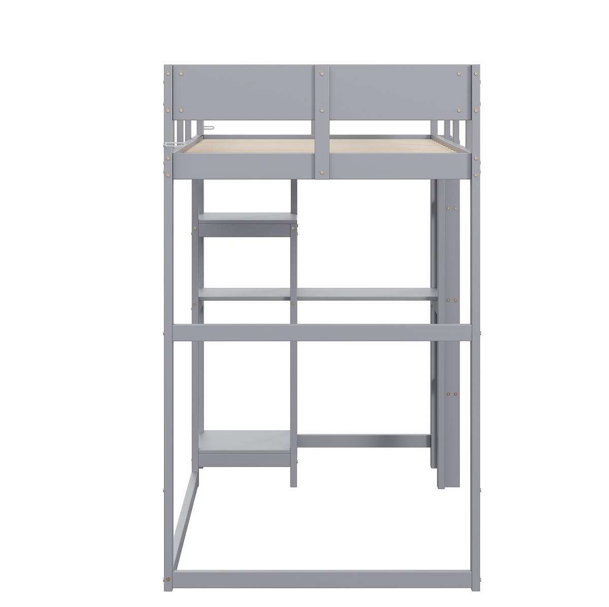 HOCHBETT 90/200 cm aus Kiefernholz mit Ablageregal, Grau - Grau, Holz (90/200cm) - OKMYHOME