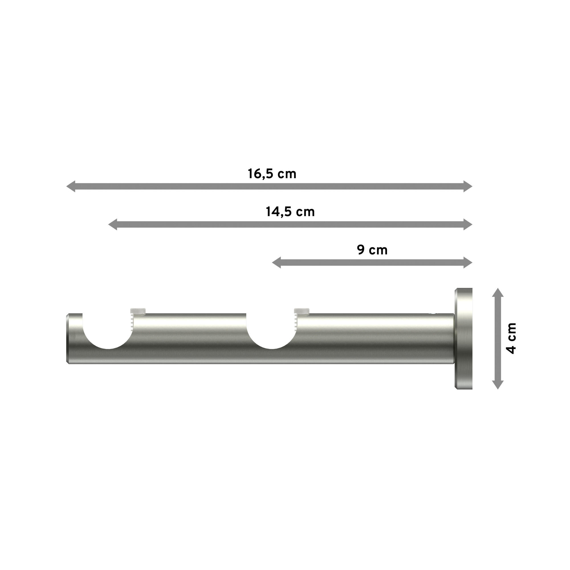 TRÄGER FÜR GARDINENSTANGEN 20 mm Ø, 2-läufig, Trend Edelstahl - Edelstahlfarben, Metall (16.6/4/4cm) - INTERDECO