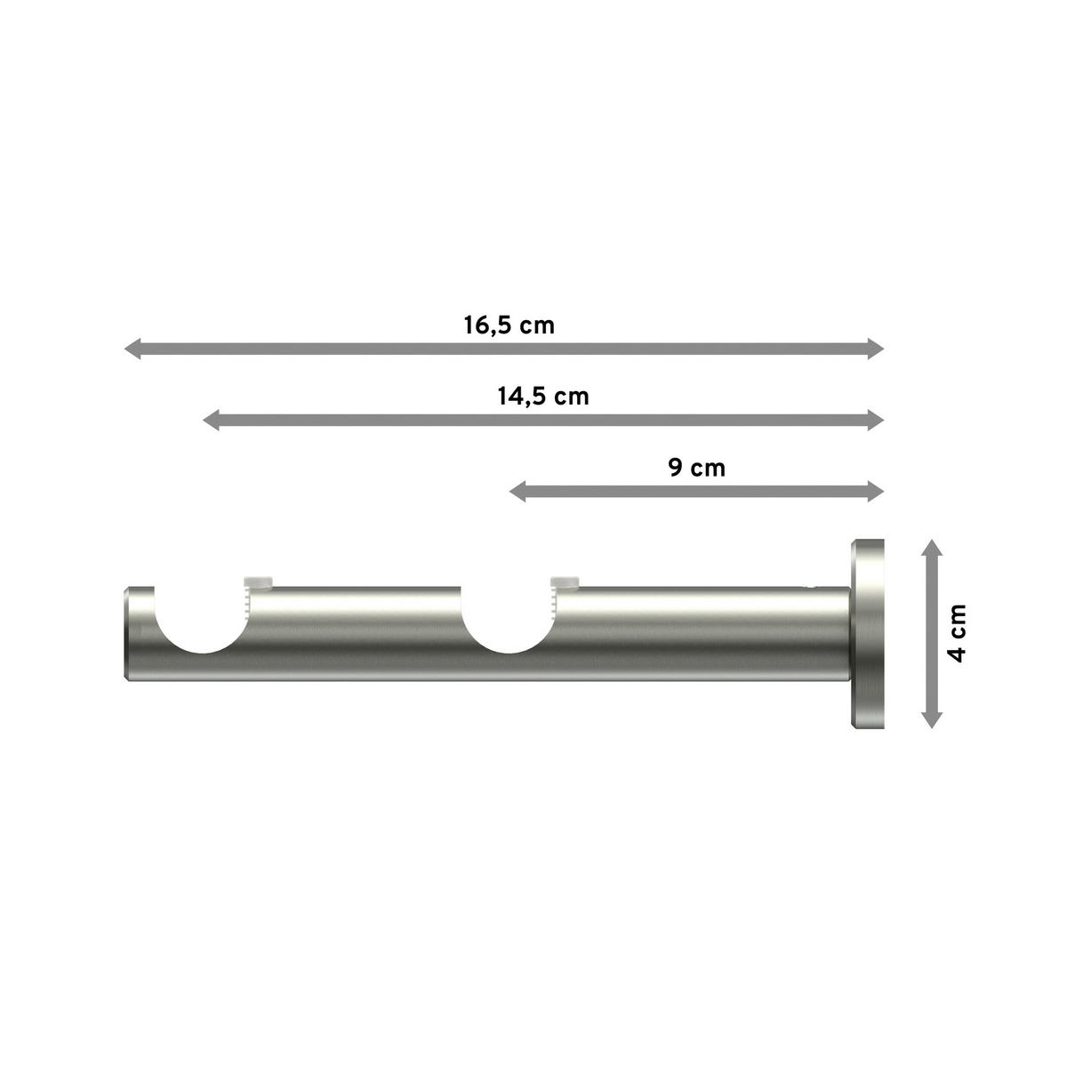 TRÄGER FÜR GARDINENSTANGEN 20 mm Ø, 2-läufig, Trend Edelstahl - Edelstahlfarben, Metall (16.6/4/4cm) - INTERDECO