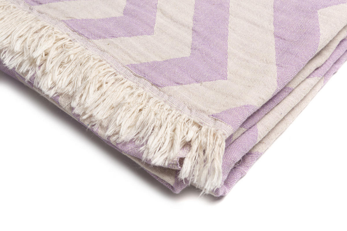 HAMAMTUCH Zickzack 100% Baumwolle 100x180 Lila - Lila, Textil (180/100cm) - Villa Möbel