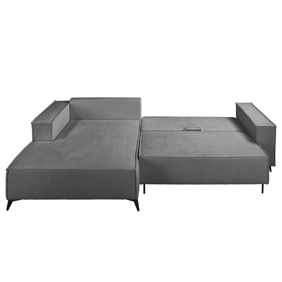ECKSOFA mit Schlaffunktion - Silberfarben/Schwarz, Textil (294/185cm) - home24