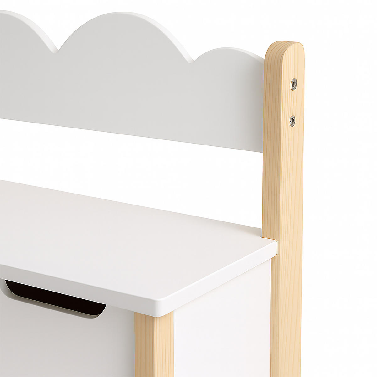 KINDERBANK - Naturfarben/Weiß, Holz/Holzwerkstoff (60/60/25cm) - Relaxdays